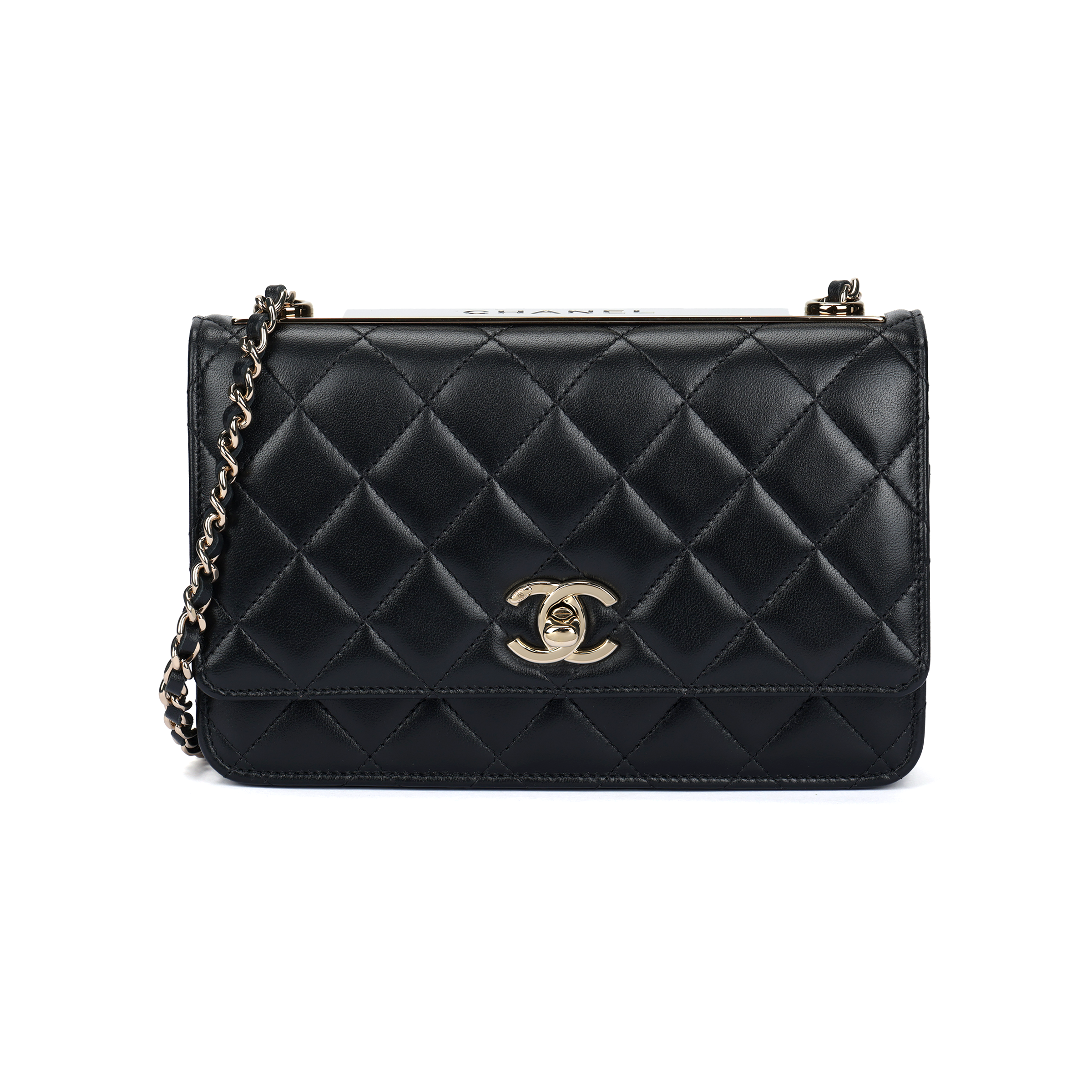 CHANEL Trendy CcWOC Sheepskin Material Gold Metal Shoulder Bag, Crossbody Bag Women's Black