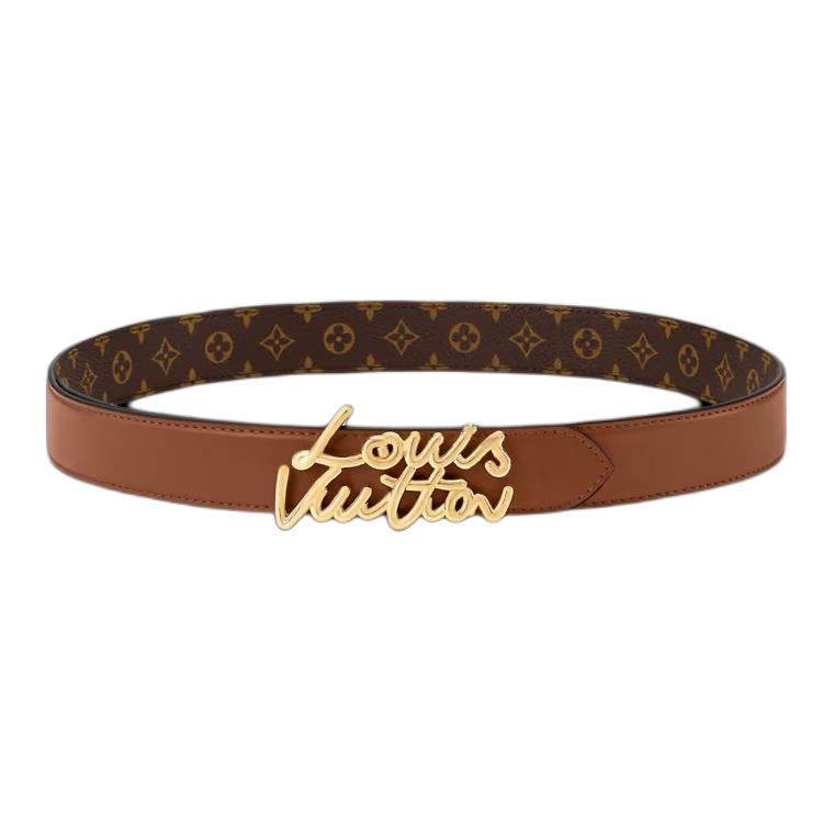 Женский ремень Louis Vuitton Script (коричневый)