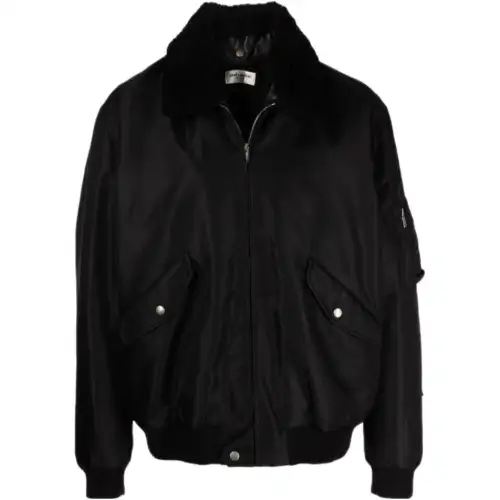 SAINT LAURENT Leather Jacket Men's Black