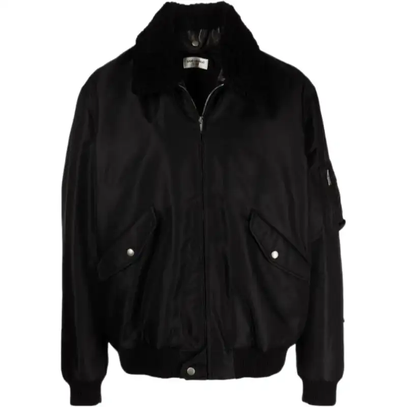 SAINT LAURENT Leather Jacket Men's Black
