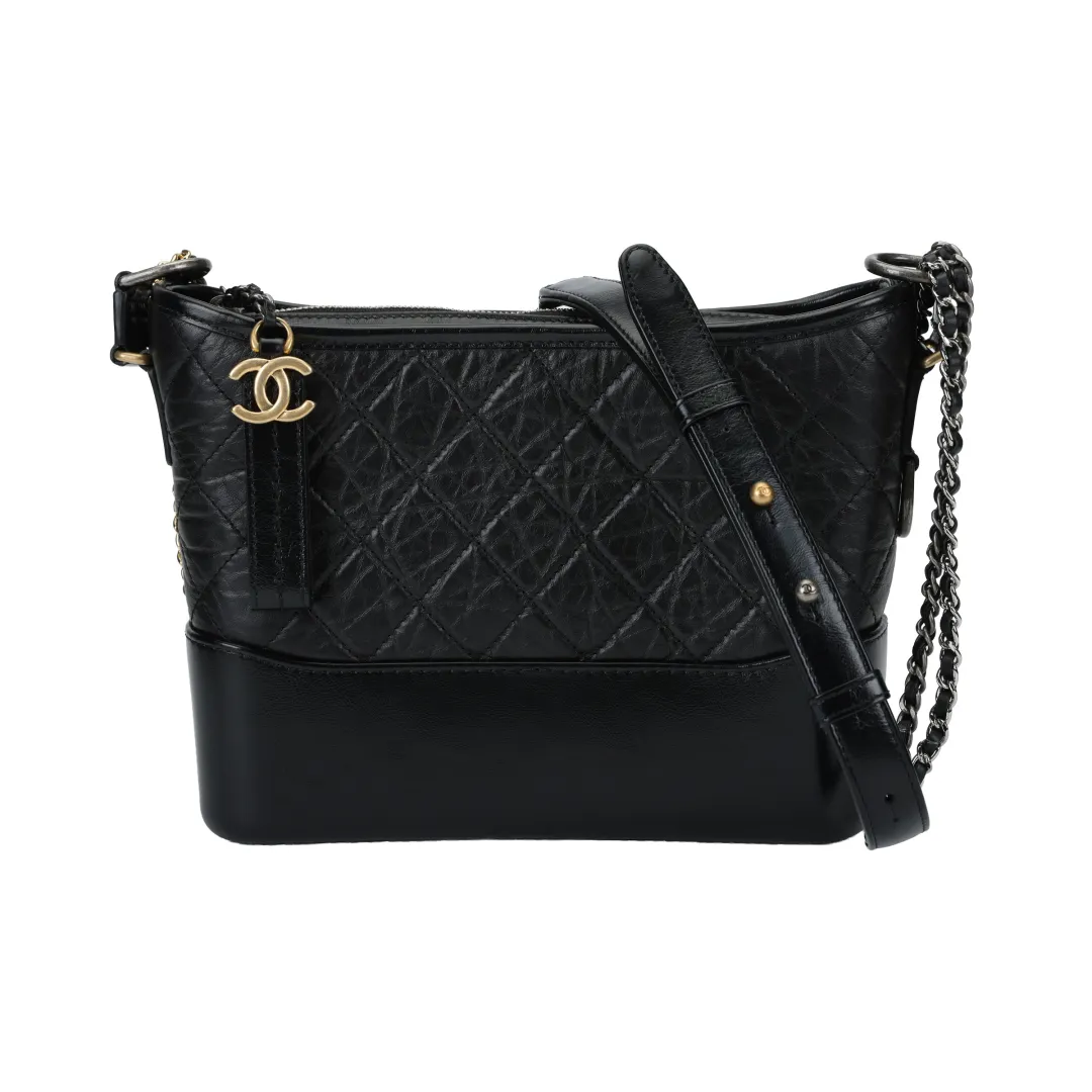CHANEL Gabrielle Cow Leather Material Hobo Bag Shoulder Bag, Crossbody Bag Medium Women's Black