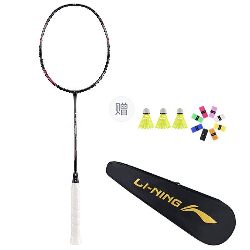 Li Ning Thunder Mini Cannon Full Carbon Badminton Rackets Strung Control Type All around Defense Entry level 4UG5 Black