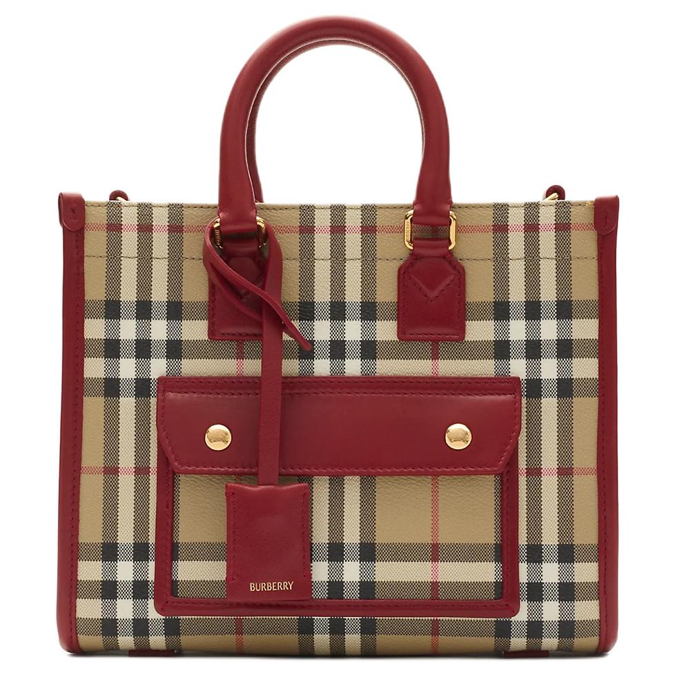 Женская сумка-тоут Burberry Freya (бежево-красная)
