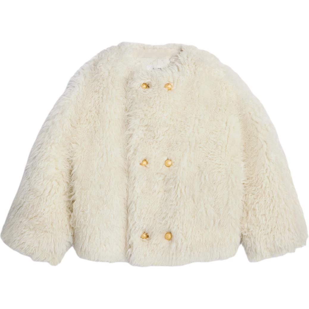 CELINE Button Detailed Fluffy Jacket
