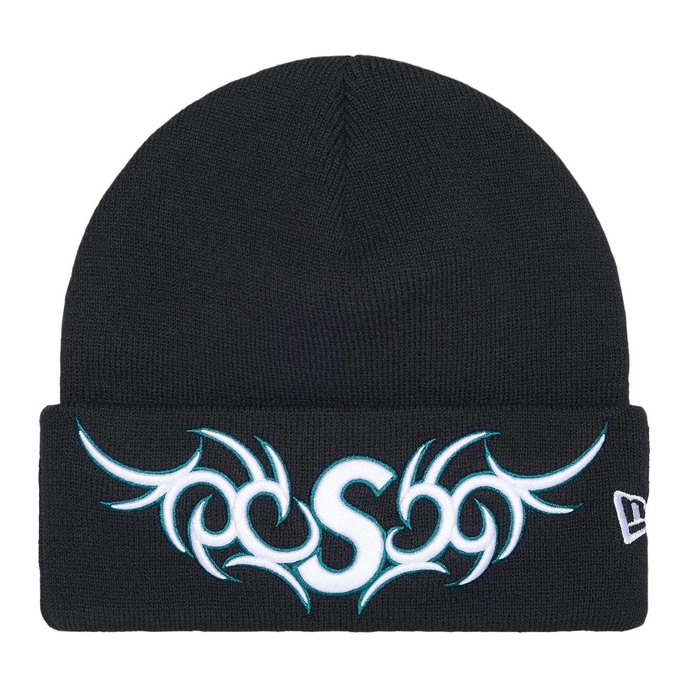 Шапка Supreme x New Era Tribal S Logo Beanie (синяя)