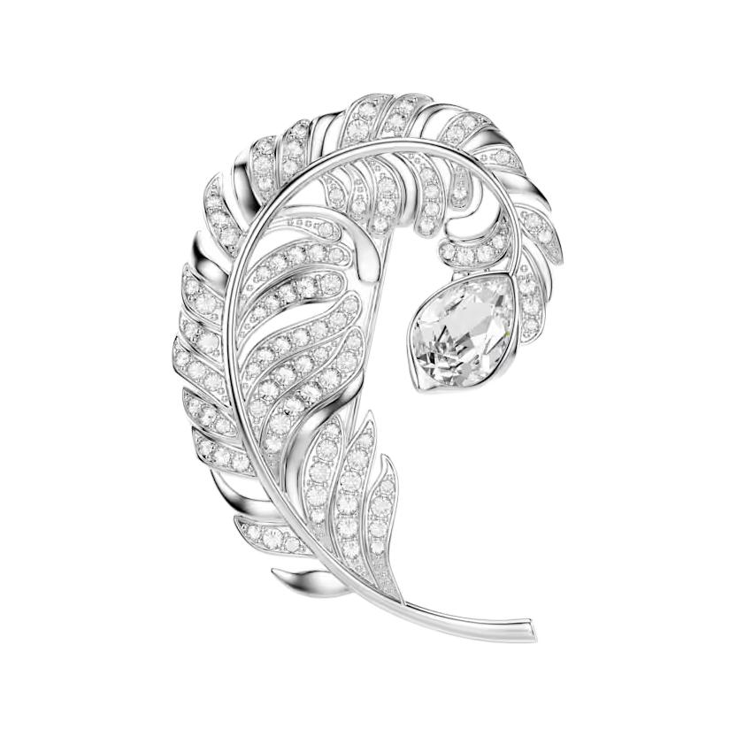 Брошь Swarovski Crystal Feather (серебряная)
