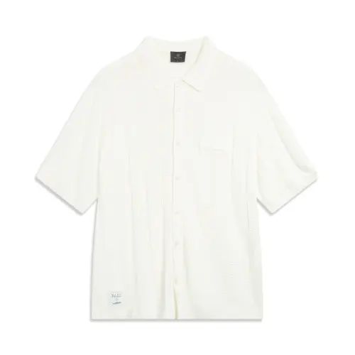 LiNing Li Ning × Jay Flow joint model Wade series solid color buttons soft breathable versatile loose short-sleeved shirt men's style