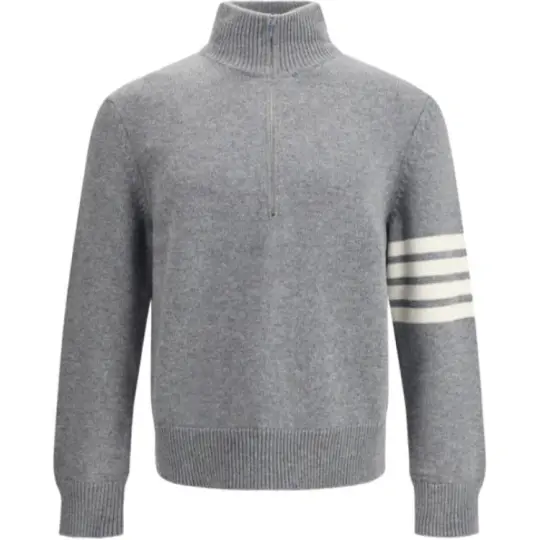 THOM BROWNE Stripe Detailed Funnel Neck Sweater