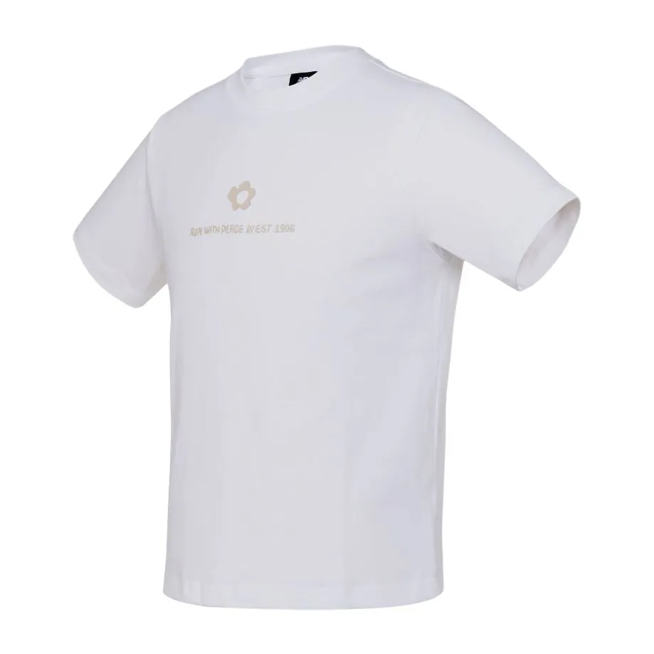 New Balance SMALL FLOWER T-Shirts Women's White Crew Neck Moderate Straight Fit