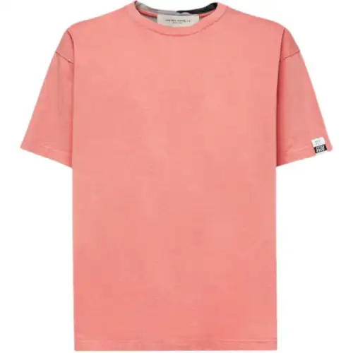 Golden Goose T Shirts Men's Orange Crew Neck Moderate Straight Fit