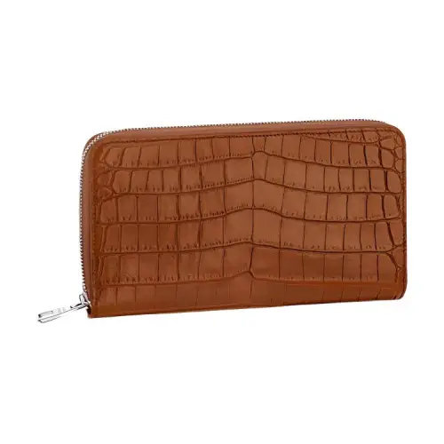 LOUIS VUITTON Zippy Crocodile Leather Wallet Men's Brown