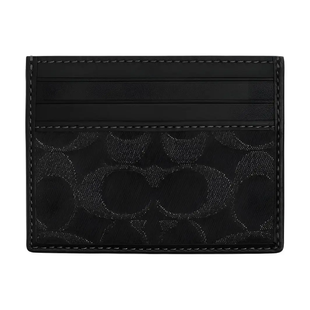 COACH Card Case Leather Card Holders Men's Silver & Black