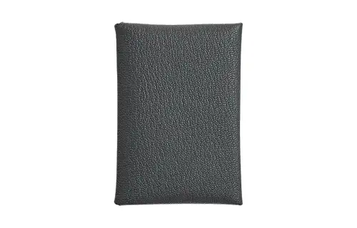 HERMES Calvi Duo Chevre Mysore Goatskin Card Holder Mini Women's Mist & Gray & Black
