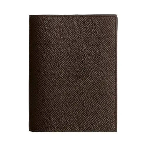 HERMES Flap Closure Epsom Calfskin Card Holder Unisex Brown