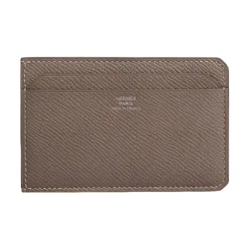 HERMES City Evercolor Leather Card Holder Women's 18 Etoupe Elephant Gray