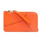 LOEWE Puzzle Cow Leather Card Holder Men's Orange