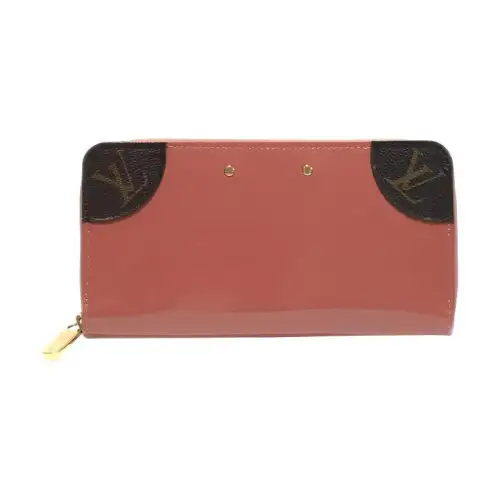 LOUIS VUITTON Zippy Patent Leather Wallet Unisex Red