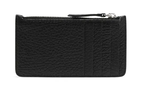 Maison Margiela Zip Closure Cow Leather Wallet Women's Black