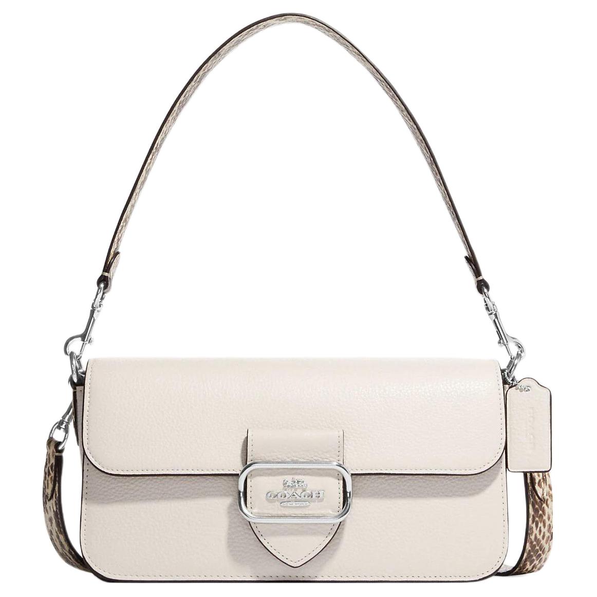 COACH Morgan Pebbled Leather With Snakeskin Print Embossed Leather Portable Crossbody Bag, Shoulder Bag Large Women's