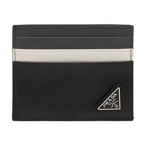 PRADA Saffiano Leather Card Holder Men's Coal Gray