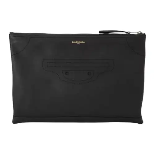 Balenciaga Cow Leather Clutch Unisex Black