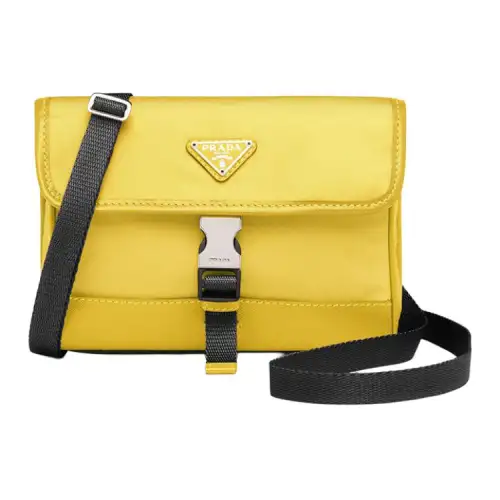 PRADA Fabric With Leather Crossbody Bags Unisex Yellow
