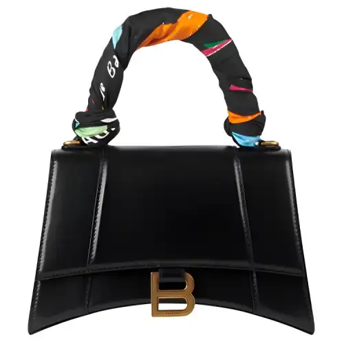 Balenciaga Hourglass Cow Leather Hourglass Bag, Shoulder Bag, Crossbody Bag, Handbag Small Women's Black