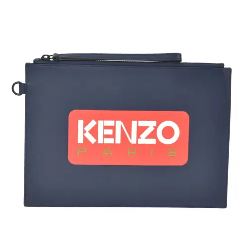 KENZO Cow Leather Clutch Large Unisex Dark Blue