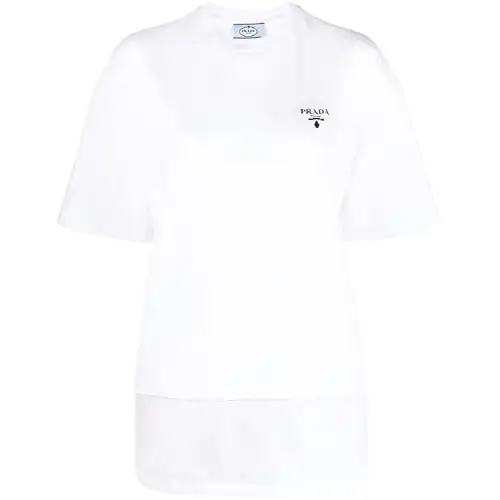 PRADA T Shirts Women's White Crew Neck Moderate Straight Fit