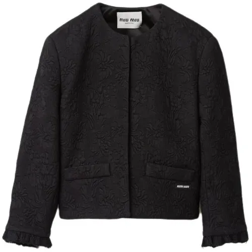 Miu Miu floral-matelessé cropped jacket