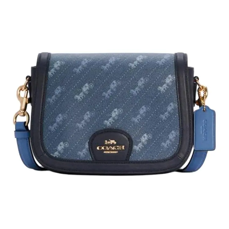 COACH Leather Saddle Bag, Crossbody Bag Shoulder Bags Small Women's Blue