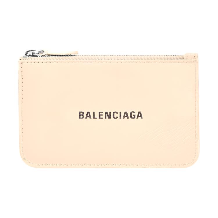 Balenciaga Cash Grained Calfskin Card Holder, Wallet Large Women's Beige