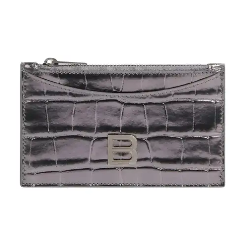 Balenciaga Hourglass Calfskin Wallet Women's Dark Silver