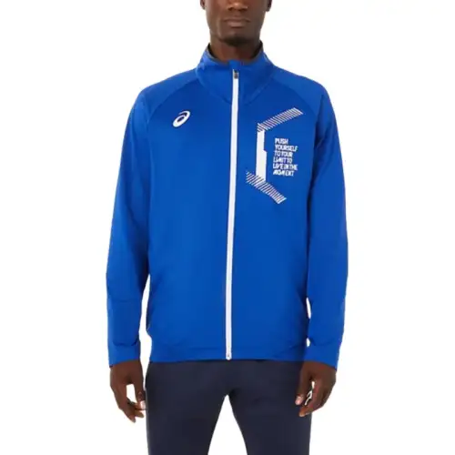 ASICS LIMO Jackets Men's Blue Stand Collar Moderate Other