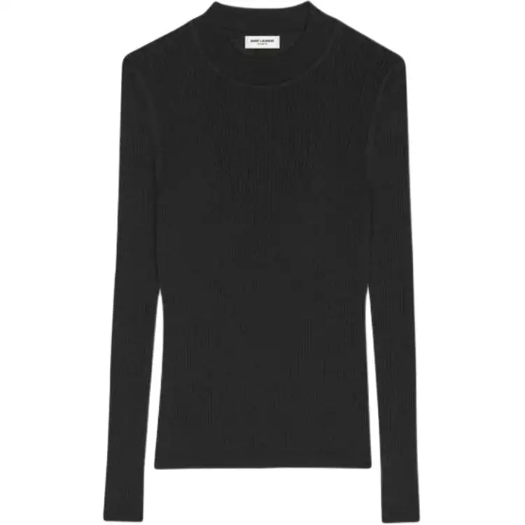 SAINT LAURENT Cashmere Sweaters Men's Black Crew Neck Moderate