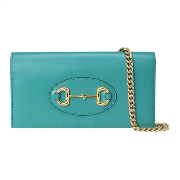 GUCCI Horsebit 1955 Leather WOC Mini Bag Crossbody Bag, Shoulder Bag Women's Light Blue
