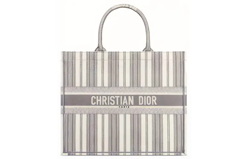 DIOR BookTote Canvas Handbag Large Women's Gray