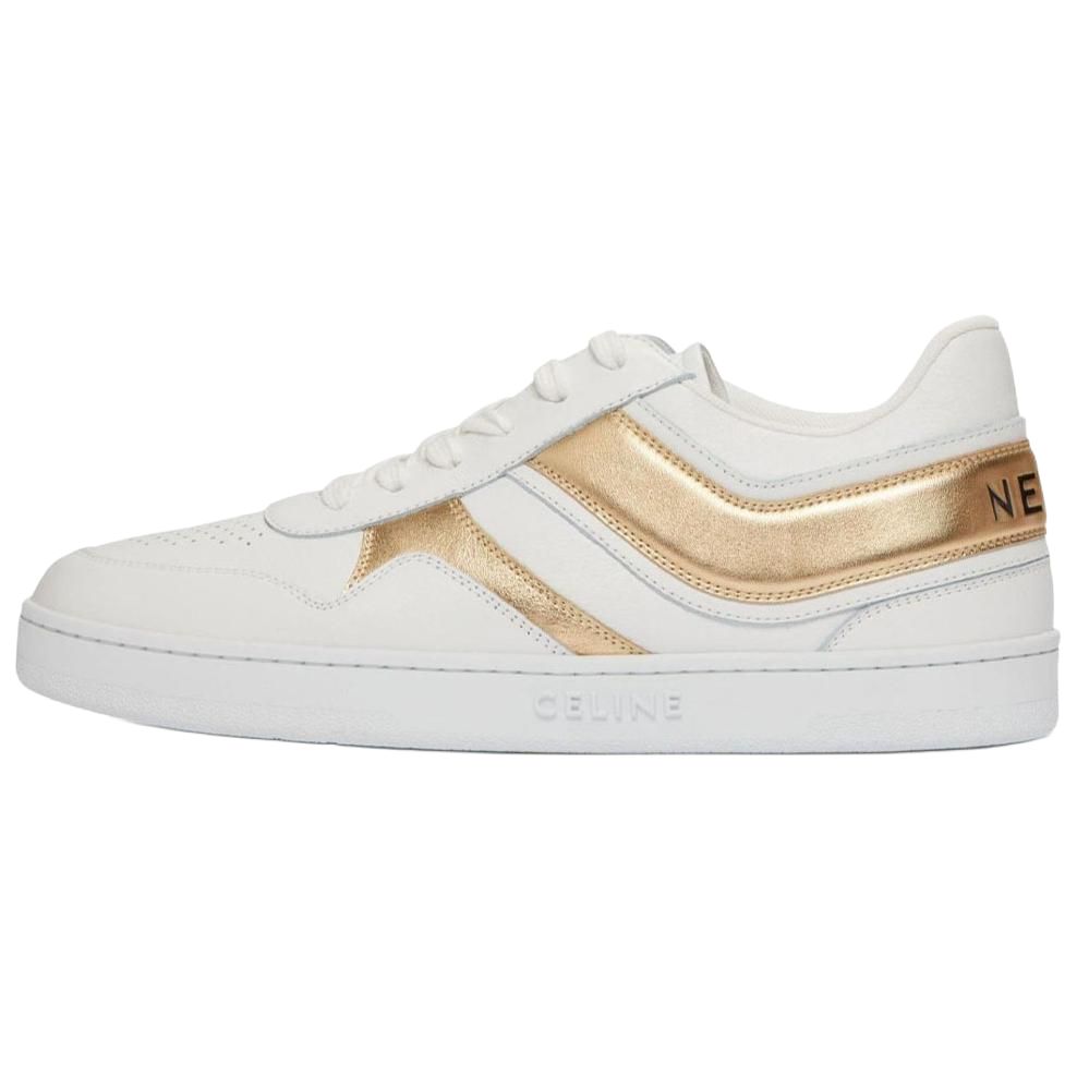 CELINE Селилин Лоу со шнурками Низкая банда популярный панель обувь женский белый золотой