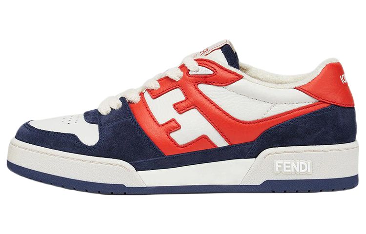 FENDI Fendi Match Leather Color Block Lace Low Top Fashion Sneakers Women's White Blue Red