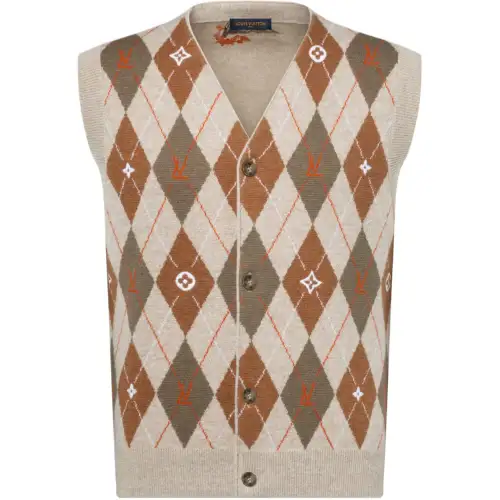 LOUIS VUITTON Argyle Intarsia Cardigan Vest