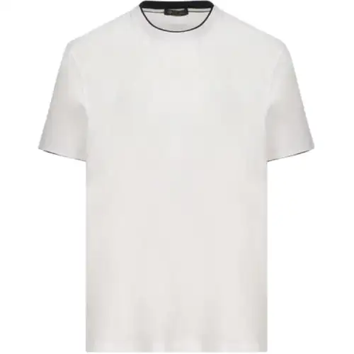 Loro Piana T Shirts Men's White Crew Neck Moderate Straight Fit