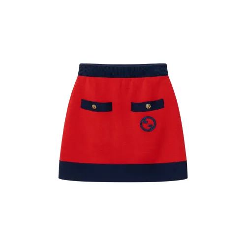 GUCCI Casual Short Skirts Women's Red Moderate Knitted Skirt
