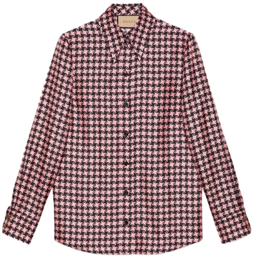 GUCCI Shirts Women's Pink Pointed Collar Moderate Shirt