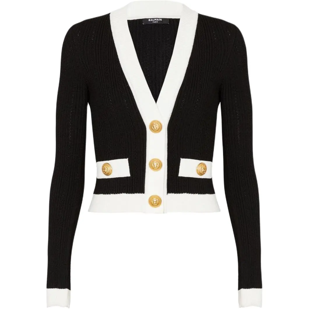BALMAIN Cropped Knit Cardigan