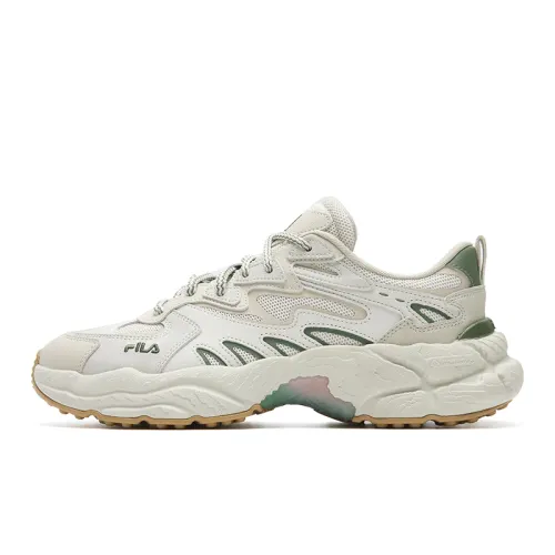 FILA Fern Cushioning Slip Resistant Abrasion Resistant Lightweight Low top Chunky Sneakers Men's Beige Green