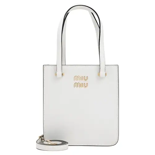 MIU MIU Leather Clutch Handbag Women's White