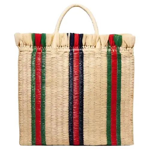 GUCCI Straw Woven Handbag Regular Women's Beige