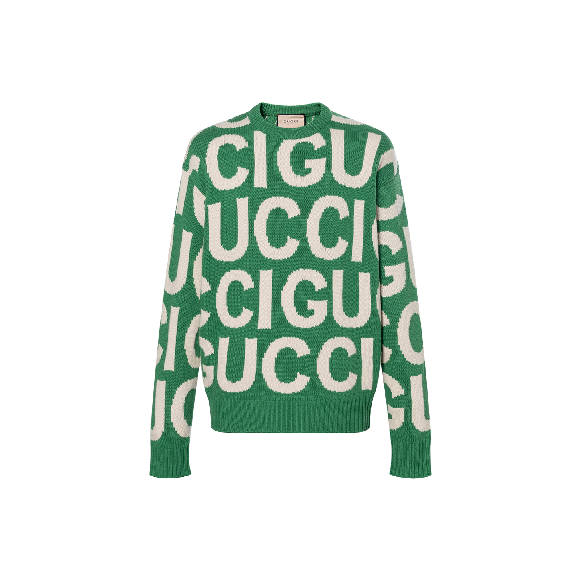 GUCCI All Over Logo Intarsia Knit Sweater