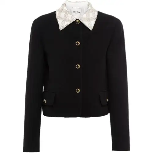 MIU MIU Jackets Women's Black Lapel Moderate Other
