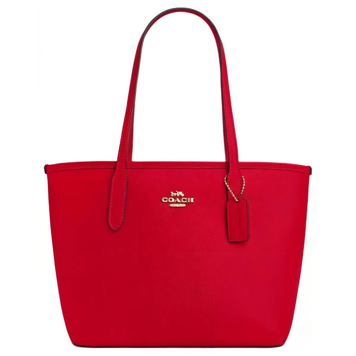 COACH City Cow Split Leather Tote Bag, Shopping Bag, Shoulder Bag Medium Women's Red